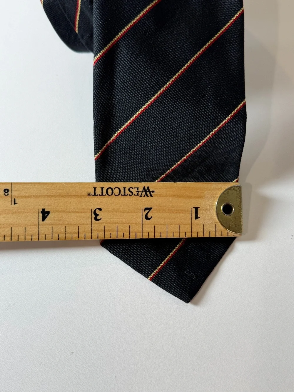 Polo Ralph Lauren Black Silk Tie with Red and Gold Embroidered Horse Logo Stripe